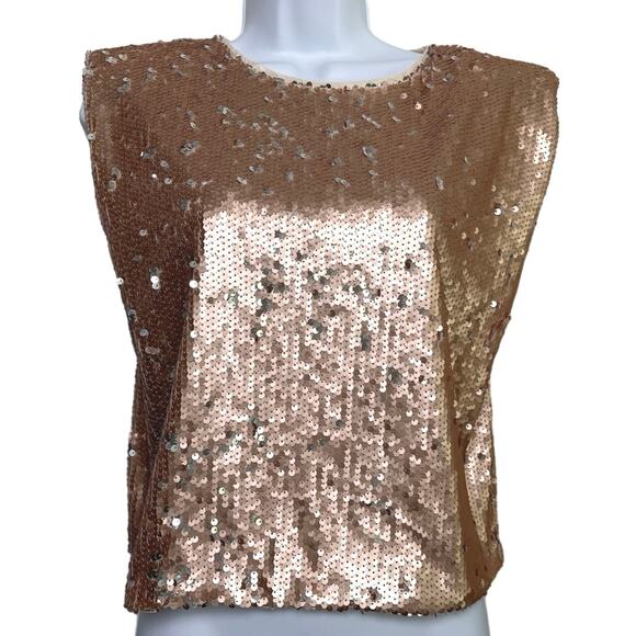 Vestique Sequin Rose Gold Make a Toast Top/L - Picture 4 of 6
